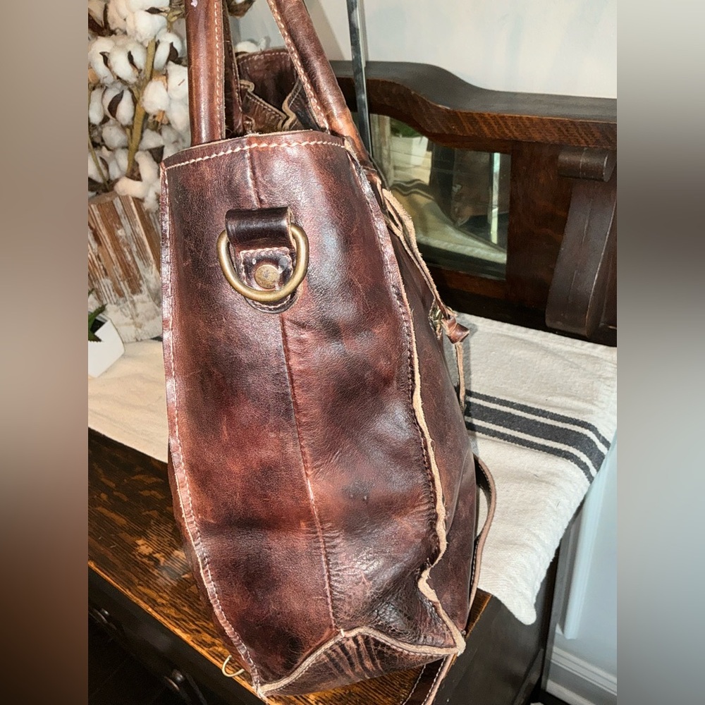 Bed Stu Leather Rockaway Shoulder Bag Crossbody Tote Teak Rustic MSRP  $345 - Picture 6 of 13